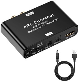 Audio Extractor Optical Carbon Steel Optical Audio Signal Converter Four Port Synchronous Output Sound Converter for TV..(Black)