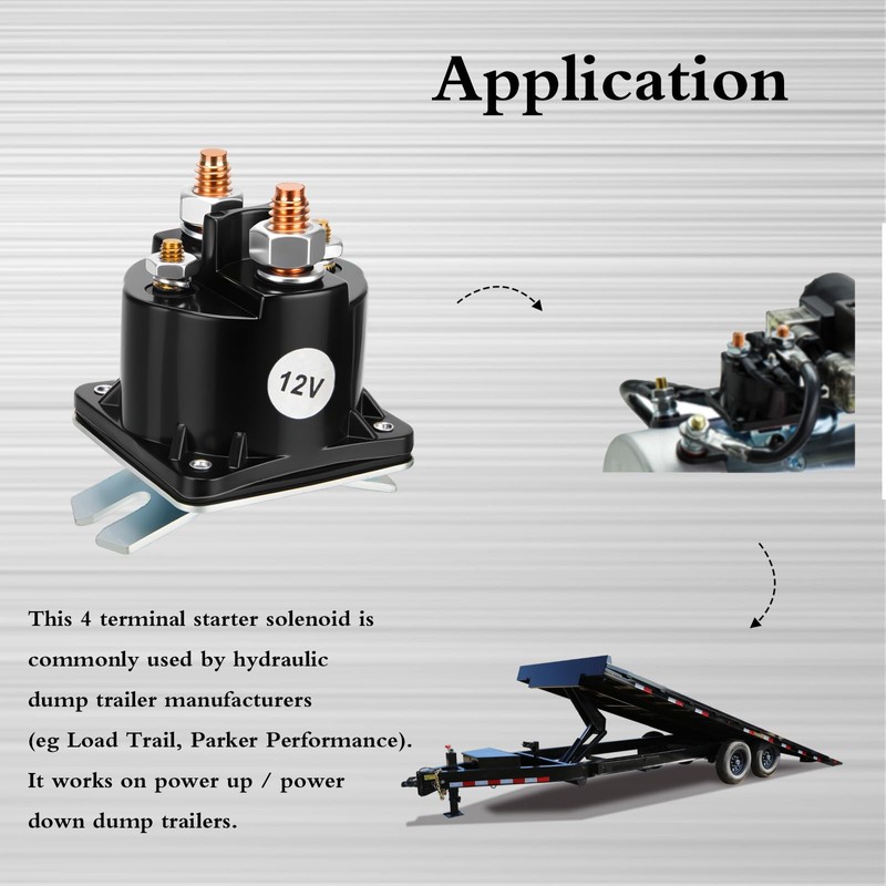12V Dump Trailer Solenoid Relay, 4-Terminal Intermittent Duty Solenoid for