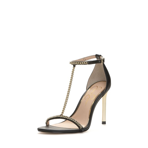 Jessica Simpson Women's Qiven T-Strap High Heel Heeled Sandal, Black,