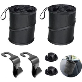 Trash Can Hook for Car,Ttrash Bags for Small Car Trash Can,Plastic Mini Trash Can Organizer with 2 Car Seat Hooks Holder,Car Accessories (2 Pack/2 Hooks/2 Cable Clips)