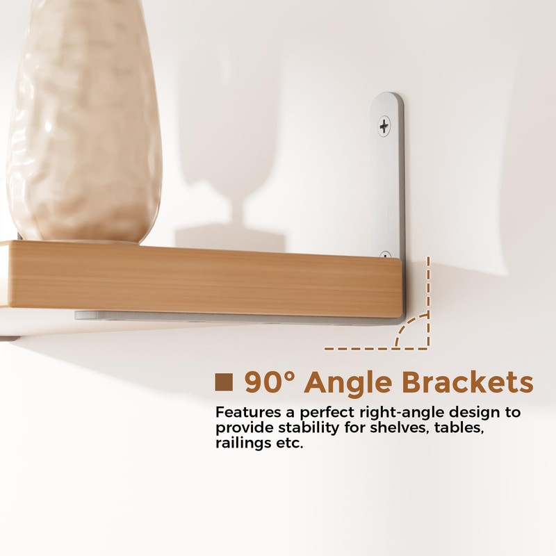 Sayayo 4pcs 125mm x 75mm Brushed Stainless Steel Shelf Support