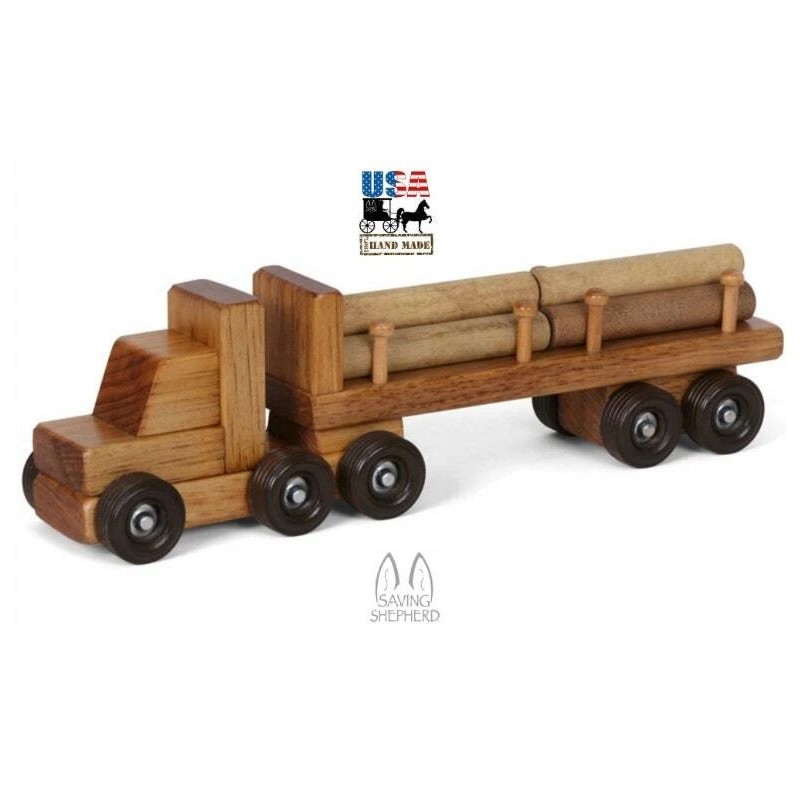 Clip Clop LOGGING TRUCK - Wood Tractor Trailer Toy Log