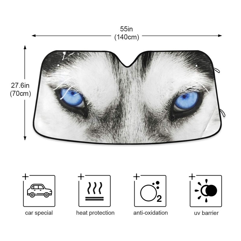 YYZZH Wolf Or Husky Dog Blue Eye Car Windshield Sun