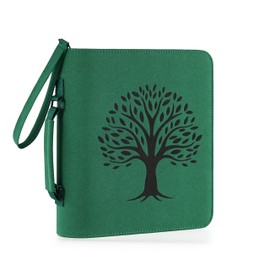 Bible Cover for Women & Men – PU Grainy Leather, Suede-Like Feel – Zippered Case with Handle & Pockets – Christian Gift for Church, Study, or Travel