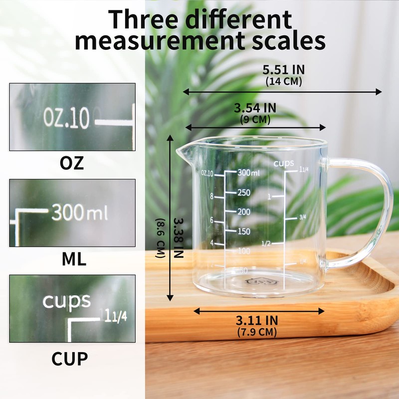 77L Glass Measuring Cup, Clear Liquid Measuring Cup with V-Shaped