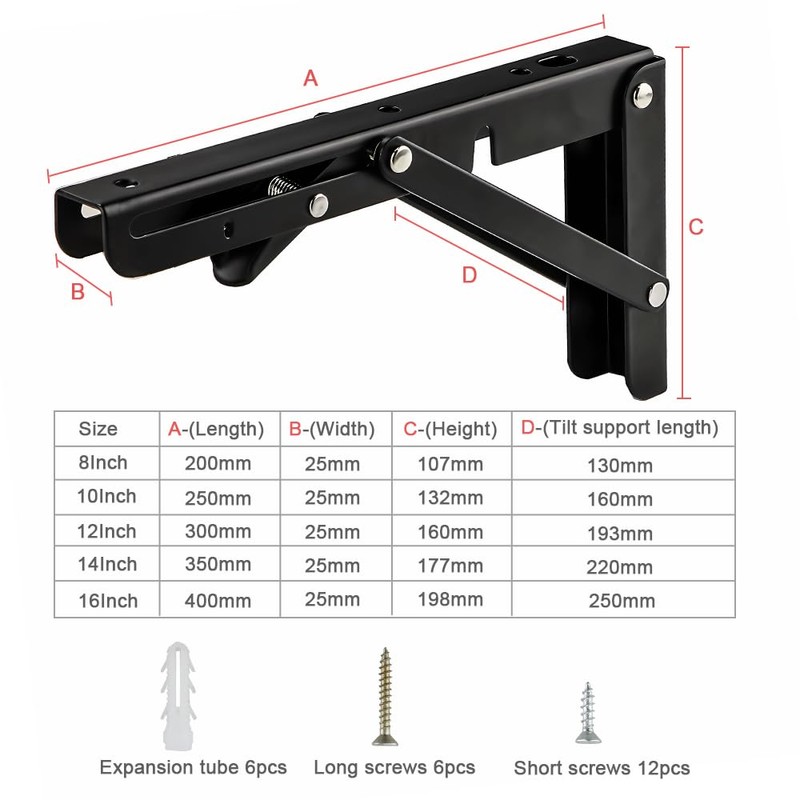 Folding Shelf Brackets 12Inch, 2pcs Folding Table Brackets Drop Leaf