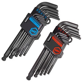 Carbyne 26-Piece Long Arm Ball End Hex (Allen) Key Wrench Set, Inch (SAE) / Metric. Includes 1.27mm-10mm and .05-3/8 Inch Sizes. Heat Treated S2 Steel