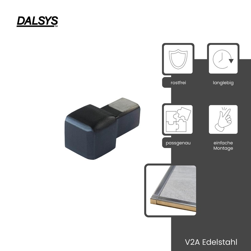 Dalsys End Piece Square Profile 10 mm Black Brushed Stainless