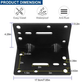 AKOLAFE Universal Winch Mount Bracket, Heavy Duty Right Angle Mounting Winch Bracket, 3/16 Inch Thick Solid Steel Hand Winch Bracket Winch Mounting Plate for Trailers, ATV, Trucks & Vehicle