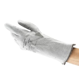 Ansell ActivArmr 42-474 Heat Resistant Gloves, Mechanic and Chemical Protection for Industrial Work, Work Gloves Women Men, Grey, Size M (1 Pair)