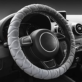 Fuzzy Steering Wheel Cover Non Slip Soft Furry Plush Winter Warm Vehicle Car Steering Wheel Protector Universal Automotive Steering Wheel Cover Fit 37-39cm