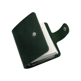 A9 Mini Binder Planner Green Genuine Leather 3-Ring Binder Organizer Wallet, 120 Sheets Memo & Weekly Refills with 2pcs Clear Mini Binder Pockets for Planner Budget Notebook