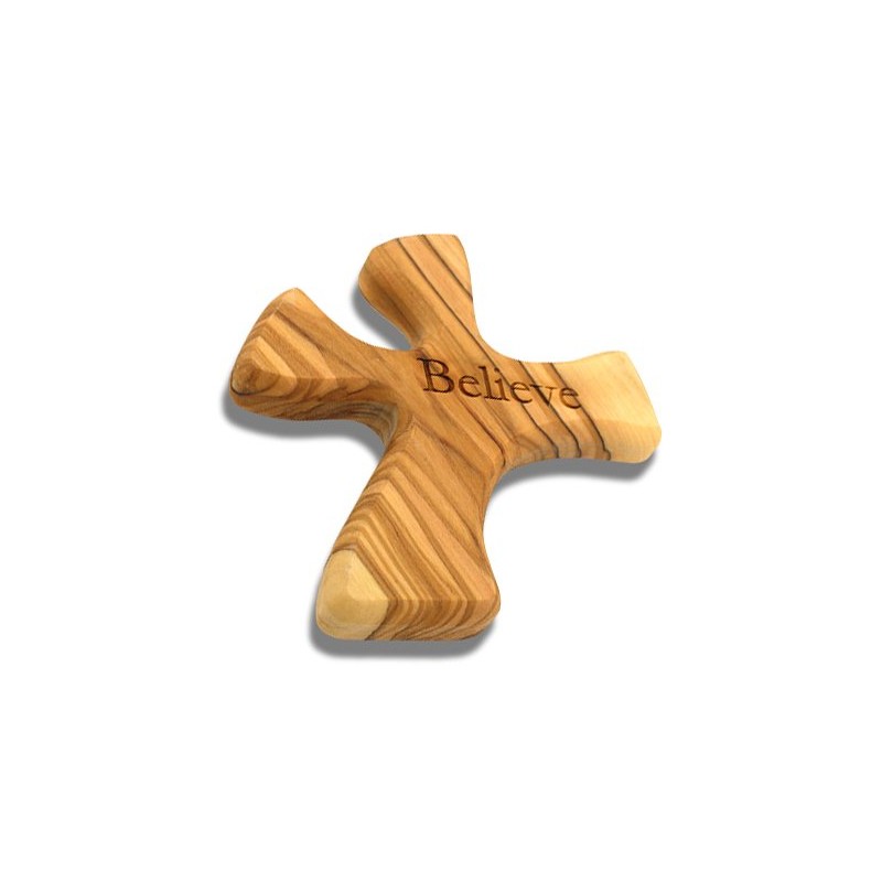 Olive Wood Prayer Cross: Hand Held Cross Made to Perfectly