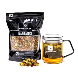 Pure And Easy Tea, Radiance, Healthy Skin and Complexion Tea, 100% Natural, Herbal Infusion, Wellness Tea Collection, Caffeine-Free, Loose Leaf Tea Blend, 100g/3.5oz