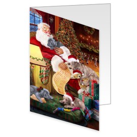 Doggie of the Day Christmas Sleeping Santa Weimaraner Dog Note Cards - Adorable Pets Invitation Cards with Envelopes - Pet Artwork Christmas Note Cards (1 Note Card)