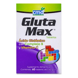 Glutamax 60 Tab .62g C/u Acido Glutamico Con Complejo B Y Vi