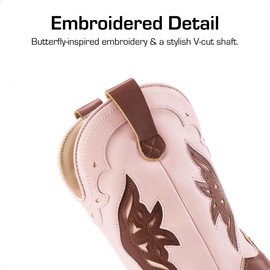 DREAM PAIRS Kids Cowgirl Cowboy Western Boots Girls Mid Calf Riding Shoes Little Kid/Big Kid,Size 10 Little Kid,Pink/Brown,SDBO2417K