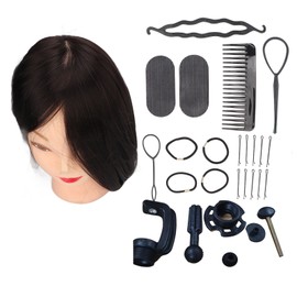 Practice Mannequin Head Novice Hairdressing Training Braiding Doll Head with Clamp Holder and Tools