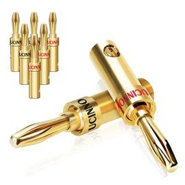 UCINNOVATE Speaker Banana Plug Connectors, 4 Pair (8pcs) Gold-Plated HiFi Speaker Banana Terminals Closed Screw for Speaker Wire, Home Theater, Wall Plates, Audio/Video Receiver Amplifier