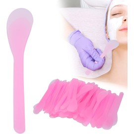 100 uds. Espátula Cosmética, Cuchara de Plástico Facial para el Cuidado de la Piel Facial, Espátulas, Máscara Facial, Espátula, Máscara Cosmética, Máscara de Aplicación de (Rosa)