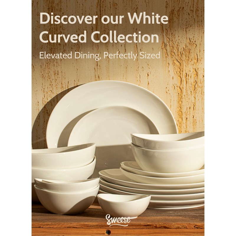 Sweese 10 oz Small White Porcelain Bowls - Set of
