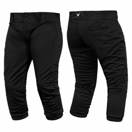 WEARCOG Premier Softball Pants | Black Adult Knicker Softball Pants with Belt Loops Elastic Bottom for Women's | Small Size