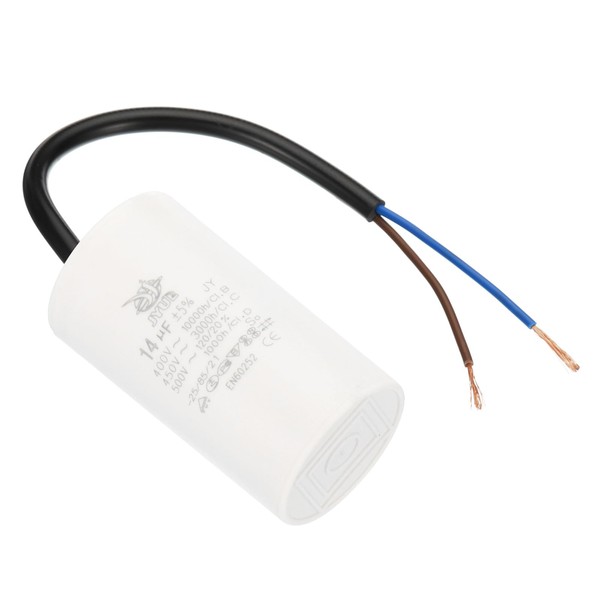 YOKIVE 14uF CBB60 Capacitor with 2 Wires, AC 450V(White, 73x40mm)