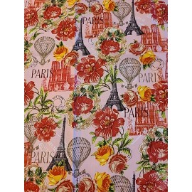 Unbranded Pink Floral Paris Mi Liss Fabric $7.99 Per 1/2 Yd.
