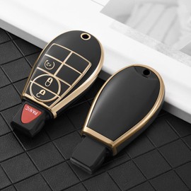 ELOHEI Key Fob Cover for Dodge, Premium Soft Full Protection Key Fob Case for 2013-2021 Dodge Ram 1500 2013-2018 Dodge Ram 2500 3500 4500 5500 Accessories,4 Buttons (Black)