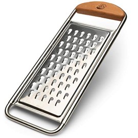 Kings County Tools All Metal Cheese & Vegetable Grater with Wooden Handles | 12" Long x 4-3/4â Wide | Made in Italy