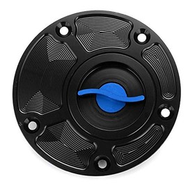 Motorcycle Petrol Fuel Cap Cover CNC for Yamaha FZ1 FZ6 FZR YZF R1 R6 YSR50 Fazer (Black-Red) (Black/Blue)