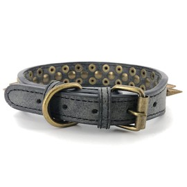 UVONOKAY Collar de Perro con púas, Protege el Cuello del Perro de Las mordeduras. - Se Ajusta a los Perros pequeños, medianos y Grandes (Sharp Black,XS)