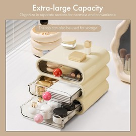 Cosmetics storage box, three-layer drawer, home desktop storage box, suitable for living room, kitchen and bedroom, holiday gifts. (white)