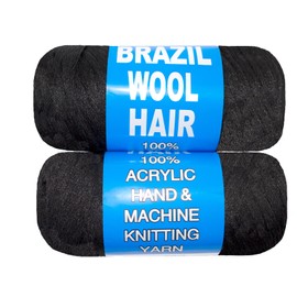 2 Roll Natural Black Brazilian Wool Hair Yarn for Jumbo Braids Braiding Hair for Soft Faux Locs Goddess Locs Hair Extension Senegalese Twist Crochet Hair for Black Women (Natural Black, 2Roll)