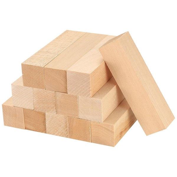 qxayxa qxayxa 13 Pcs Unfinished Wooden Blocks for Crafts,Basswood Carving