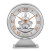 Bulova Torrance Brushed Aluminum Clock B1721 | Exposed Skeleton Design