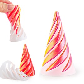 3D Printed Rotating Spiral Cone Fidget Toy Impossible Pyramid Passthrough Sculpture Pass Through Pyramid Fun Anxiety Stress Relief Toy for Home Office Desk Decor Souvenir (Orange)