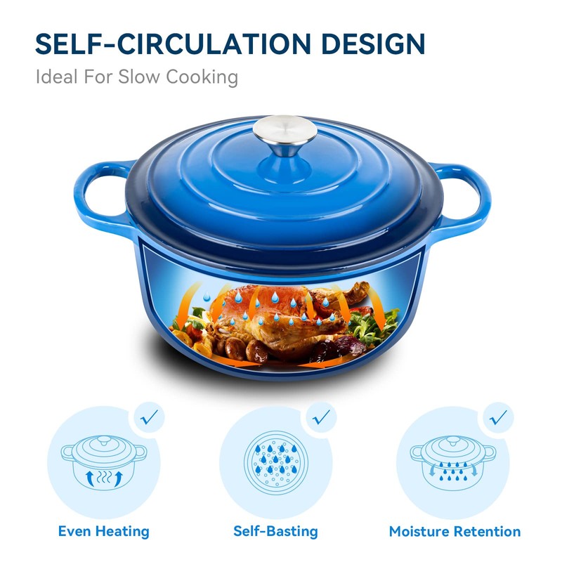 Miereirl 6 Quart Enameled Dutch Oven Pot with Lid, Cast