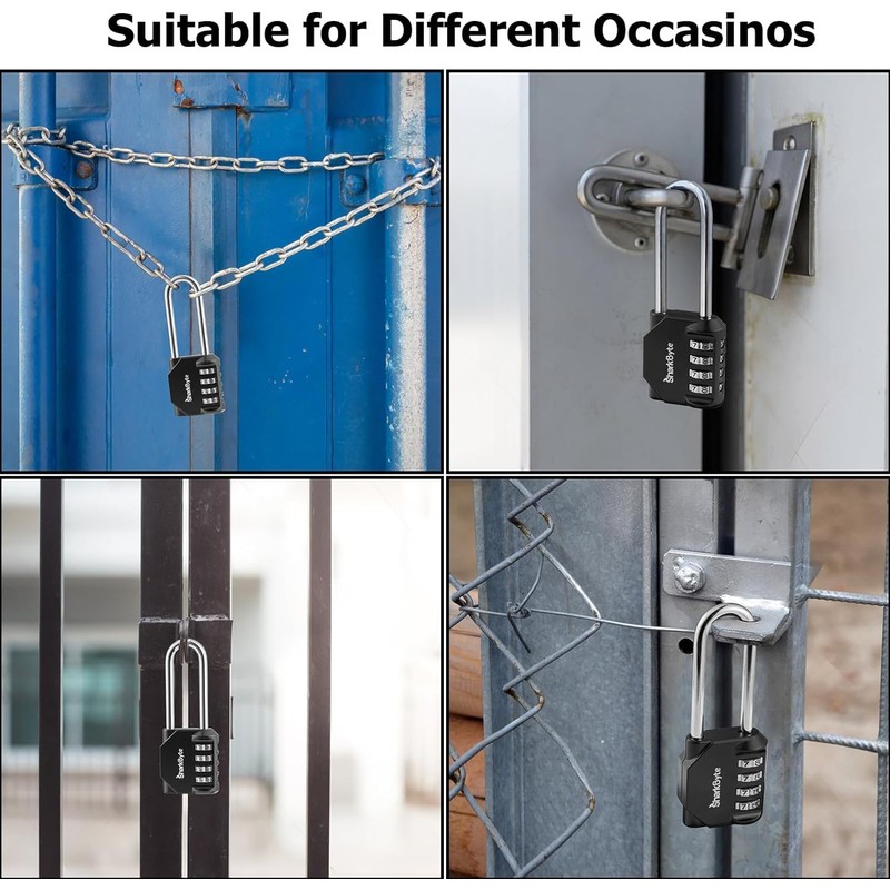 SharkByte Combination Padlock [2.6" Long Shackle] 4-Dial Heavy Duty Combination