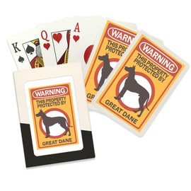 Lantern Press Great Dane, Warning (52 Playing Cards, Poker Size Card Deck with Jokers)