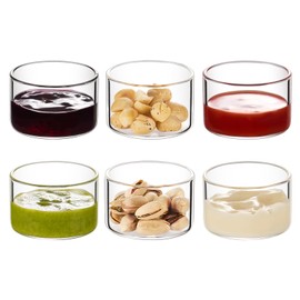 Salad Dressing Container Set of 8, 1.6oz Dipping Sauce Cups Set, Clear Small Glass Bowls for Sauce