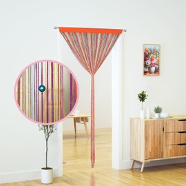 YaoYue Beaded Curtain Door String Curtains for Doorways Tassels Beads Hanging Fringe Hippie Room Divider Window Hallway Entrance Wall Closet Bedroom Privacy Decor (Rainbow, 39×79 in)
