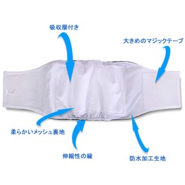 Teamoy Dog Manners Belt, Set of 3, Mesh Lining, Waterproof Fabric, Adjustable Waist Size, Marking Prevention, Nursing Care, Leak Prevention, Male and Boys (M, Black, Gray + Blue)