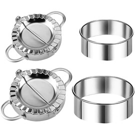 GUO-YING Set of 2 Stainless Steel Ravioli Cookie Cutters, Mouth Bag Shaper, Dumpling Maker, Ravioli Maker, Dumpling Shaper Set