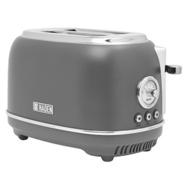 HADEN Chelsea 2 Slice Toaster Wide Slot with Removable Crumb Tray and Control Settings, Grey and Chrome
