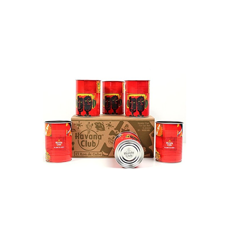Havana Club Tin Cup, Red Drinking Cans, Havana Drinking Cups,