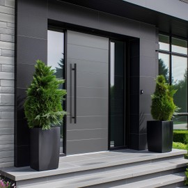 HYDROWARE Modern Contemporary Long Stainless Steel Push Pull Door Handle for Home Entrance Glass Shower Wooden Barn & Office Store Shop Doors (Black, 48 Inch)