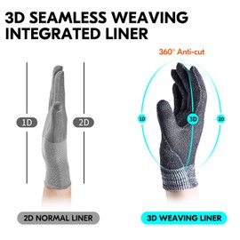 Vgo... Cut Resistant Gloves,Safety leather Work Gloves,Mechanic Gloves,HPPE Anti-cut Liner,Hand Protection,EN388 level C, ANSI level A3(CA9777CT,Gray,M,1Pair)