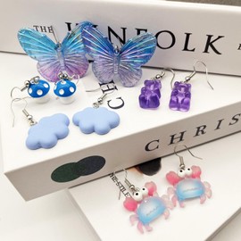 30 Pairs Funny Weird Cute Earrings Earrings (Or Clips) For Women With Cool Unique Funky Food Fruit Flowers Butterfly Mushroom Dangle Earrings For Women