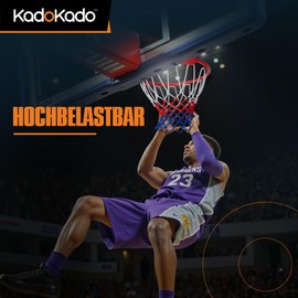 KadoKado Pack of 2 Basketball Net Replacement - Professional Basketball Nets for Standard Baskets, Weatherproof & Tear-Resistant, Anti-Whip & Secure Hold, for Outdoor Training (12 Eyelets, White/Red